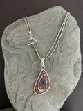 Sterling Silver and Motor Agate Fordite Necklace #2271