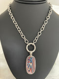 Stainless Steel and Motor Agate Fordite Necklace #2268