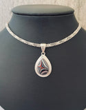 Sterling Silver and Motor Agate Fordite Necklace #2282