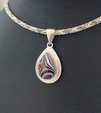 Sterling Silver and Motor Agate Fordite Necklace #2282