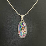 Sterling Silver and Motor Agate Fordite Necklace #2260