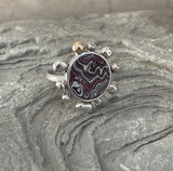 Sterling Silver and Motor Agate Fordite Adjustable Size Ring #2259