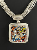 Sterling Silver and Motor Agate Fordite Necklace #2265