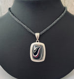 Sterling Silver and Motor Agate Fordite Necklace #2277