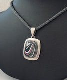 Sterling Silver and Motor Agate Fordite Necklace #2277