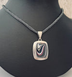 Sterling Silver and Motor Agate Fordite Necklace #2277