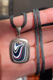 Sterling Silver and Motor Agate Fordite Necklace #2277