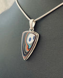 Sterling Silver and Motor Agate Fordite Necklace #2275