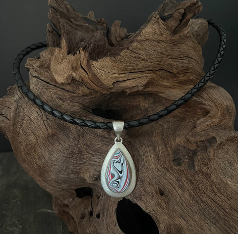 Sterling Silver and Motor Agate Fordite Necklace #2253