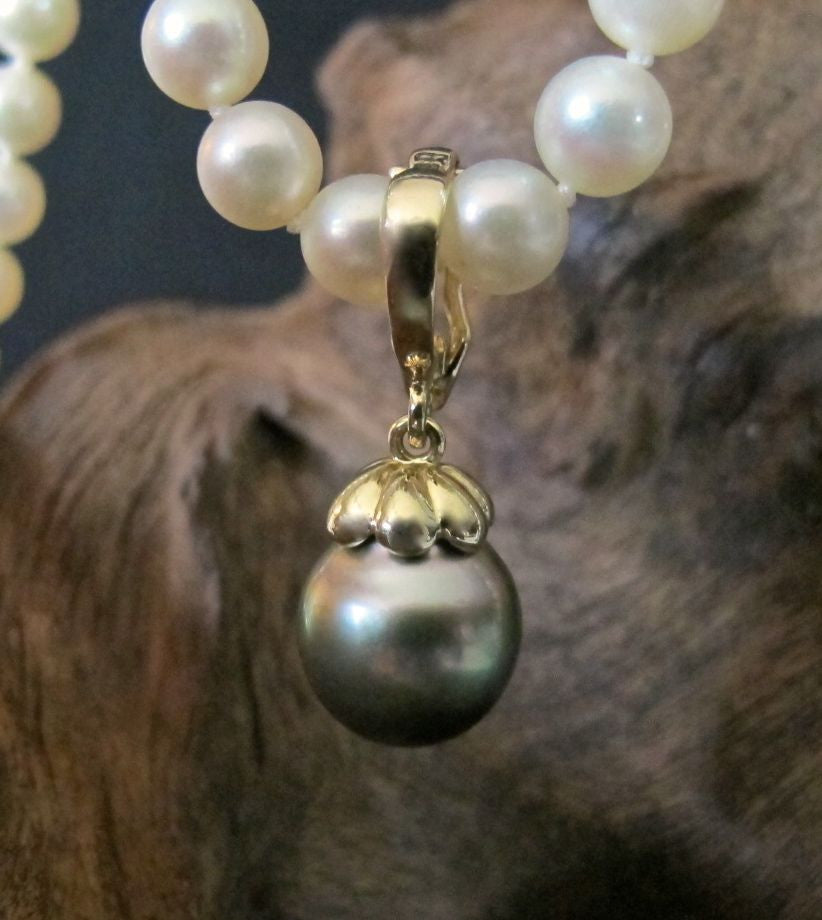 14K Gold Enhancer with Tahitian Pearl #PD21