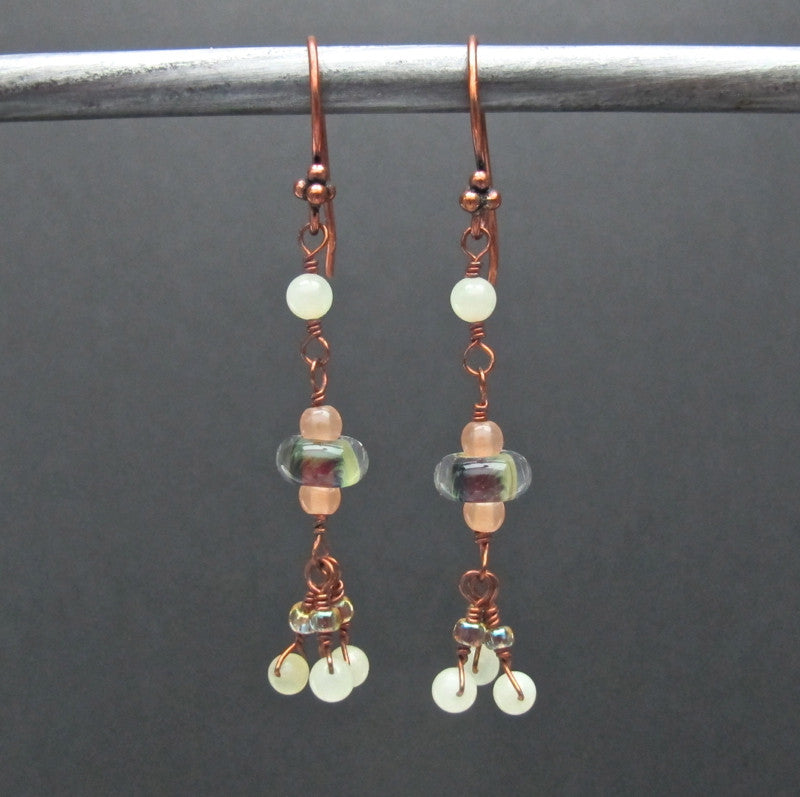 Copper & Glass Bead Earrings #1433
