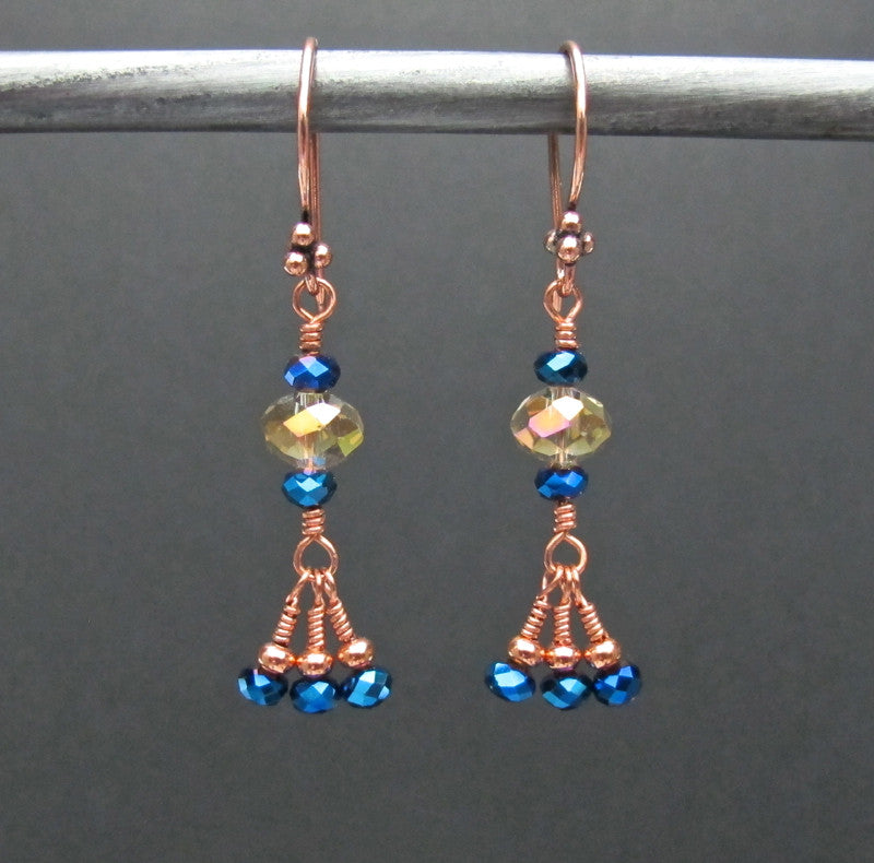 Copper & Glass Bead Earrings #1435