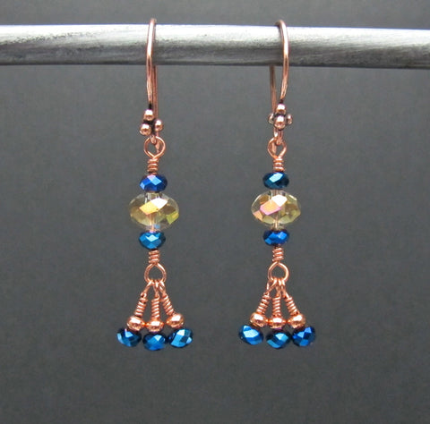 Copper & Crystal Bead Earrings #1435
