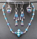 Sterling Silver, Boro Bead, Czech Glass and Amethyst Necklace and Earrings Set
