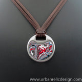 Stainless Steel and Motor Agate Fordite Necklace #2091