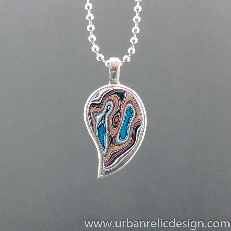 Stainless Steel and Motor Agate Fordite Necklace #2072