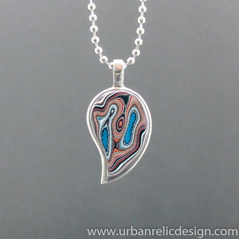 Stainless Steel and Motor Agate Fordite Necklace #2072