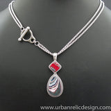 Stainless Steel and Motor Agate Fordite Necklace #2088