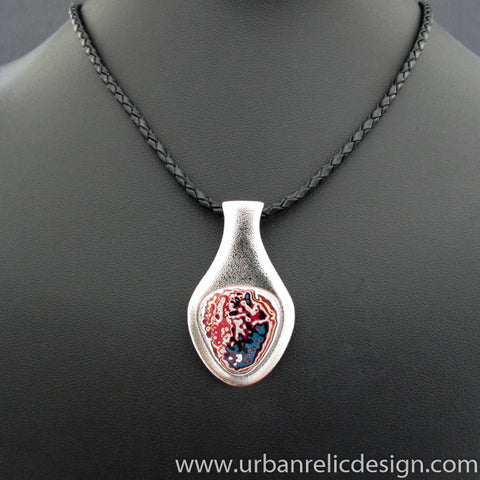 Stainless Steel and Motor Agate Fordite Necklace #2089