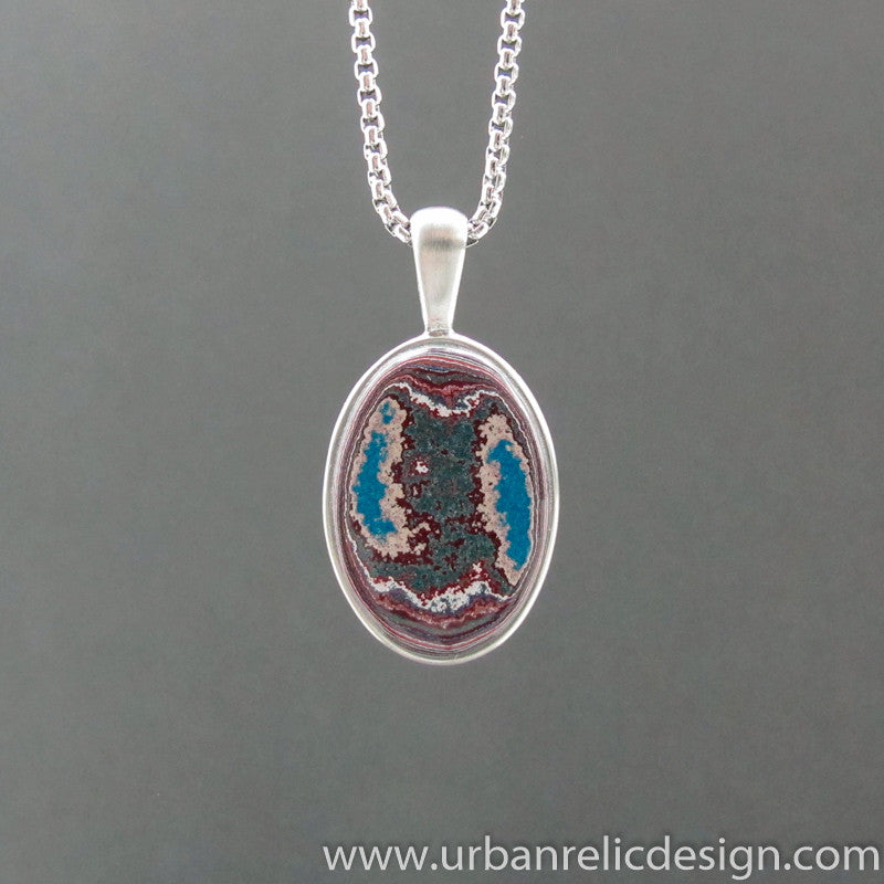 Stainless Steel and Motor Agate Fordite Necklace #2103