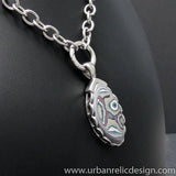 Stainless Steel and Motor Agate Fordite Necklace #2114