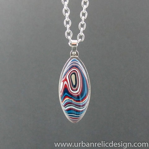 Stainless Steel and Motor Agate Fordite Necklace #2146
