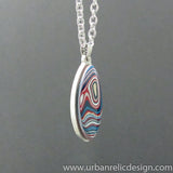 Stainless Steel and Motor Agate Fordite Necklace #2146