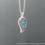 Stainless Steel and Motor Agate Fordite Necklace #2148