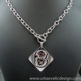 Stainless Steel and Motor Agate Fordite Necklace #2152