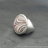 Stainless Steel and Motor Agate Fordite Ring #2079