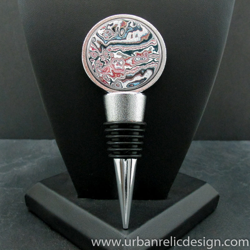 Zinc Alloy and Motor Agate Fordite Wine Stopper #2110