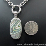 Stainless Steel and Motor Agate Fordite Necklace #2092