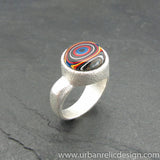 Sterling Silver and Motor Agate Fordite Ring #2058