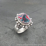 Sterling Silver and Motor Agate Fordite Oval Ring #2064