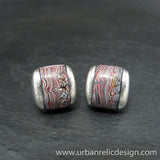 Sterling Silver and Motor Agate Fordite Domed Inlay Cufflinks #1771