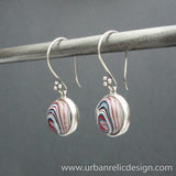 Sterling Silver and Motor Agate Fordite Reversible Earrings #1776