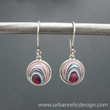 Sterling Silver and Motor Agate Fordite Reversible Earrings #1776