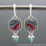 Sterling Silver and Motor Agate Fordite Earrings #1949