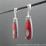 Sterling Silver and Motor Agate Fordite Long Bead Earrings #1960