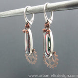 Sterling Silver, Copper and Motor Agate Fordite Earrings #2045