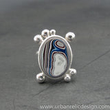 Sterling Silver and Motor Agate Fordite Oval Ring #2084