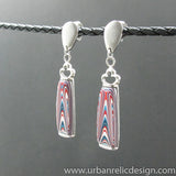 Stainless Steel and Motor Agate Fordite Earrings #2157