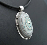 Sterling Silver and Motor Agate Fordite Necklace #1680