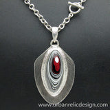 Sterling Silver and Motor Agate Fordite Necklace #1764