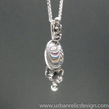 Sterling Silver and Motor Agate Fordite Necklace #1843