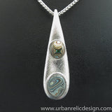 Sterling Silver and Motor Agate Fordite Necklace #2011