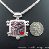 Sterling Silver and Motor Agate Fordite Necklace #2142