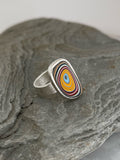 Sterling Silver and Motor Agate Fordite Freeform Ring #2240