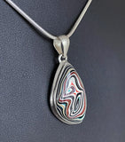 Sterling Silver and Motor Agate Fordite Necklace #2231