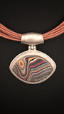 Sterling Silver and Motor Agate Fordite Necklace #2204